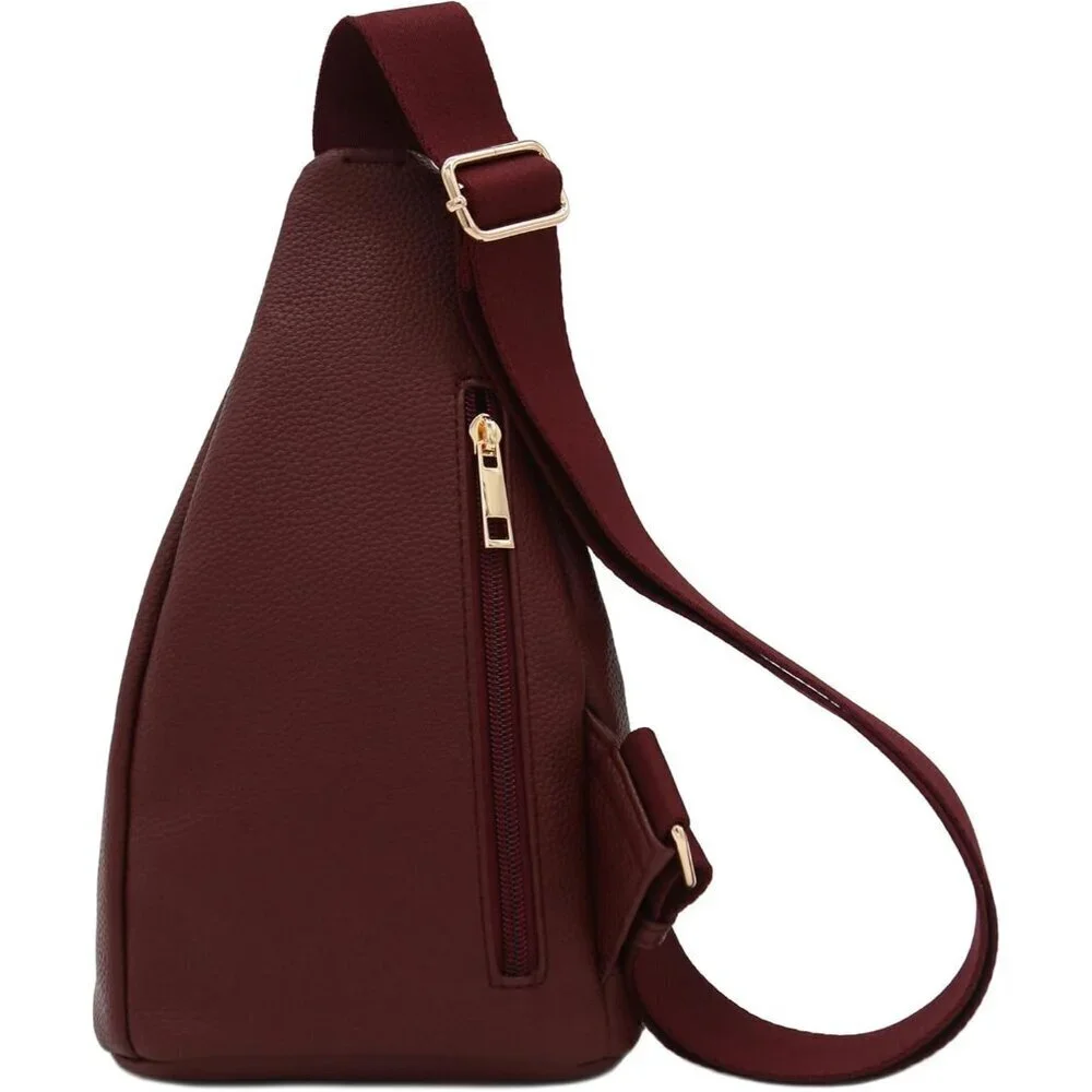 Women’s PU Leather Triangle Sling Bag Compact Crossbody with Credit Card Slots